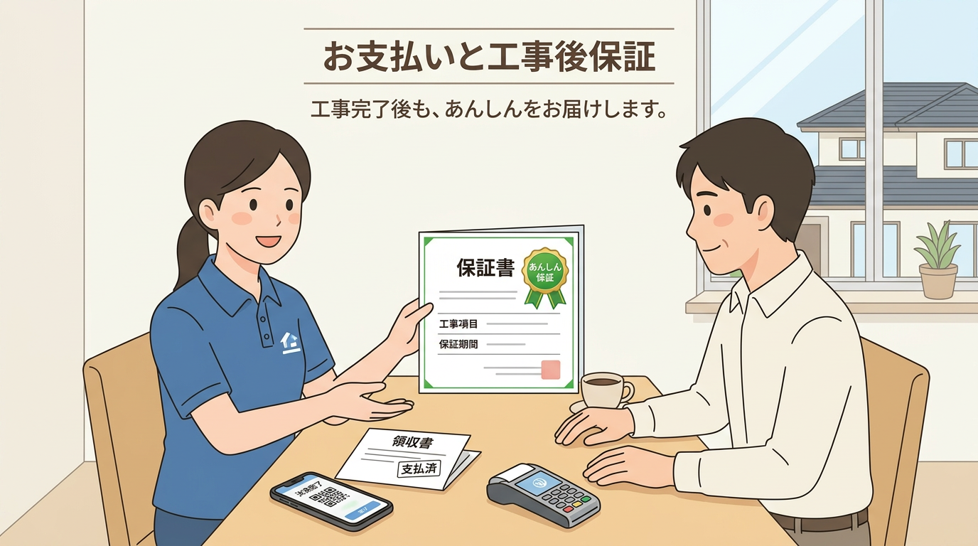 Step 13 : 保証書のお渡し・お支払い